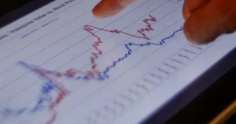 4k Businessman work on tablet with diagrams,finger touching finance pie charts. Stock Footage