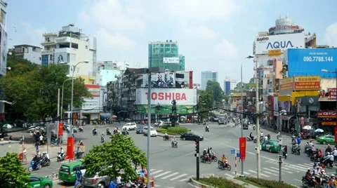 4k busy city traffic intersection saigon ho chi min asia vietnam Video stock 56668814