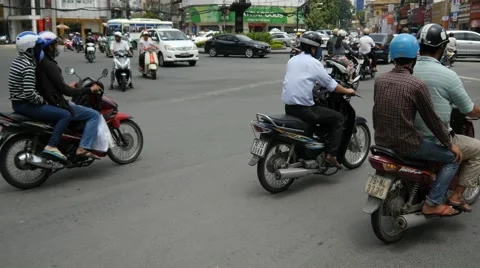 4k busy city traffic intersection crazy rush hour center crowd cars people Video stock 56672336
