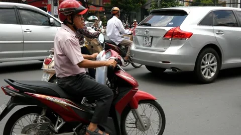4k busy city traffic intersection pedestrians rush hour centre contamination Stock-Footage 57200057
