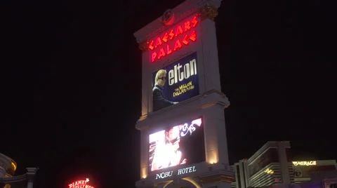 4K: Caesars Palace Main Marquee on the Las vegas Strip Stock Footage 63081810