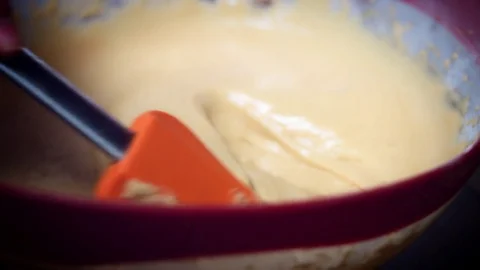 4K Cake Baker Mixing Baking Mixture Stock Footage 74285378