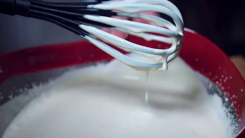 4K Cake Baker Mixing Cream with Kitchen Tool Stock-Footage 74287410