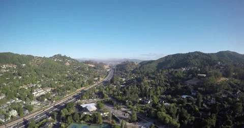 4k California Freeway Suburban Pull Back Stock Footage 67955780