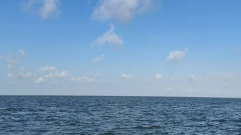 4K Calm Blue Ocean Water with Clear Sky and Clouds Static Nature Scene Stock Footage 337956749