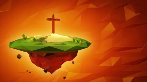 4K Calvary hill  Easter Low Poly concept Christ was crucified Jesus is risen Stock Footage 151606823