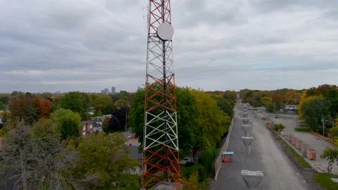 4K camera drone inspection of a cellular tower. Stock Footage 164617753