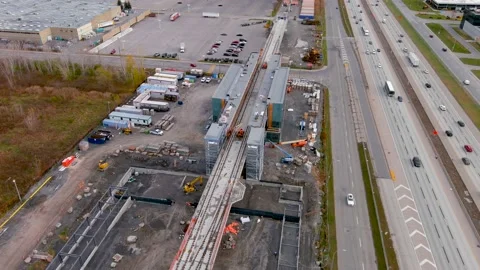 4K camera drone, ultra definition aerial view of the construction site of the 動画素材 166102351