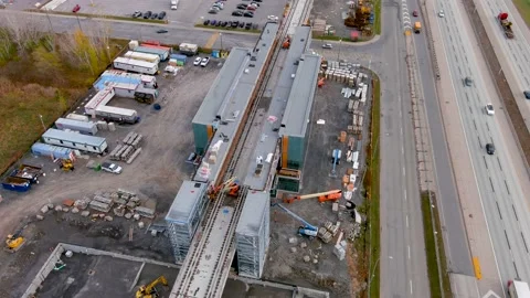 4K camera drone, ultra definition aerial view of the construction site of the 動画素材 166102558