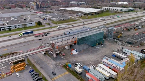 4K camera drone, ultra definition aerial view of the construction site of the 스톡 동영상 166102734