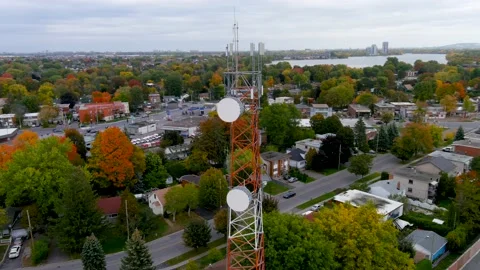 4K camera drone view of a cellular tower. 스톡 동영상 164618087