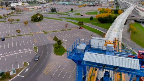 4K camera drone view of the construction site of the REM (Metropolitan Expres Vídeos de archivo 164564621