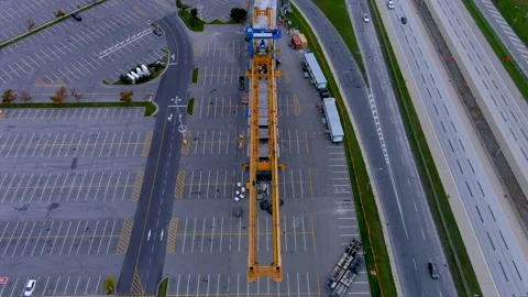 4K camera drone view of the construction site of the REM (Metropolitan Expres 스톡 동영상 164564949