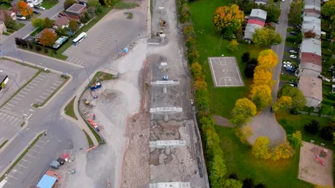 4K camera drone view of the construction site of the REM in Montreal, Canada. Vídeos de archivo 164617349