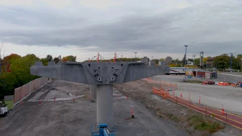 4K camera drone view of the construction site of the REM (Metropolitan Expres Vídeos de archivo 164618607