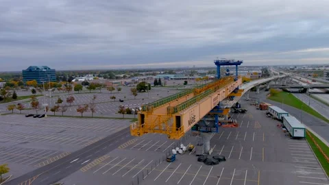 4K camera drone view of the contruction site of the REM (Metropolitan Express Vídeos de archivo 163298956