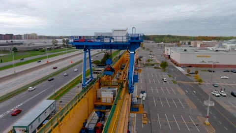 4K camera drone view of the contruction site of the REM (Metropolitan Express Vídeos de archivo 163770633