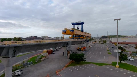 4K camera drone view of the contruction site of the REM (Metropolitan Express Vídeos de archivo 163770955