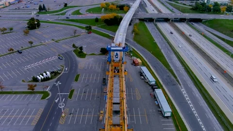4K camera drone view of the intersection of St Jean Boulevard and Highway 40 Video stock 164565812