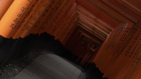 4K Camera Twist Roll of Torii Gates at Fushimi Inari Shrine — Orange Poles in Ky 스톡 동영상 150824251