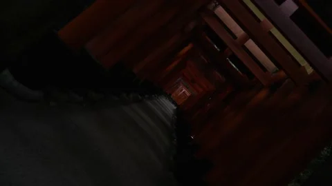 4K Camera Twist Roll of Torii Gates at Fushimi Inari Shrine — Orange Poles in Ky 스톡 동영상 150831695