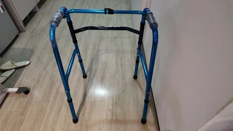 4K Camera video of aluminum walking aid for elderly or rehab use Stock Footage 325720533