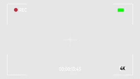 4K camera viewfinder recording overlay featuring a blinking REC indicator Video stock 343695436