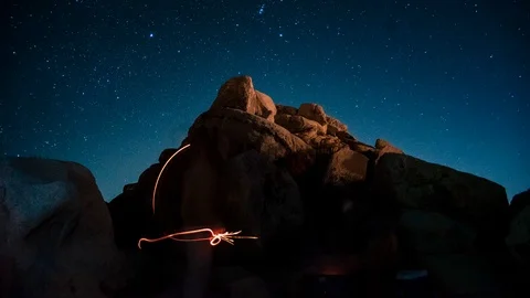 4k Camping Desert Star Timelapse Joshua Tree Stock Footage 87546864