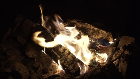 4k Camping Fire Stock Footage 87961350