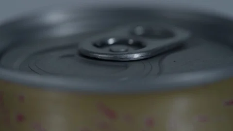 4K can opening slowmo Stock Footage 107076312