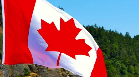 4K Canada Flag Red Maple Leaf National Symbol Stock Footage 65966364