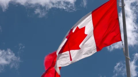 4K Canada Flag SlowMo Stock Footage