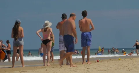 4k Cape Cod Beach Bocce Ball Stock Footage 70920186