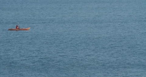 4k Cape Cod sea kayaker on water Stock Footage 70920157