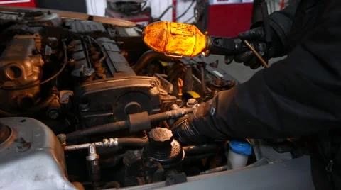 4K Car Auto Mechanic Working Reparation Engine Stock Footage