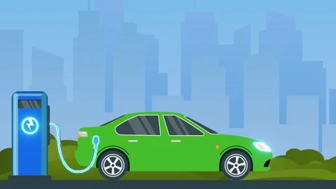 4k car caharge 2d animation Stock-Footage 259963818