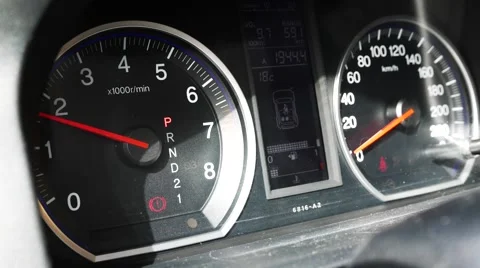 4K Car Engine Test in Parking Mode RPM Meter Flat 1 Video stock 62270786