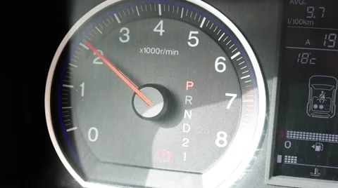 4K Car Engine Test in Parking Mode RPM Meter Flat 2 Video stock 62270829