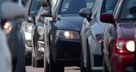 4K - Car traffic jam. Close-up Stock-Footage 143258151