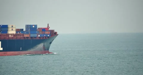 4k Cargo container ship in ocean. Stock Footage 62394492