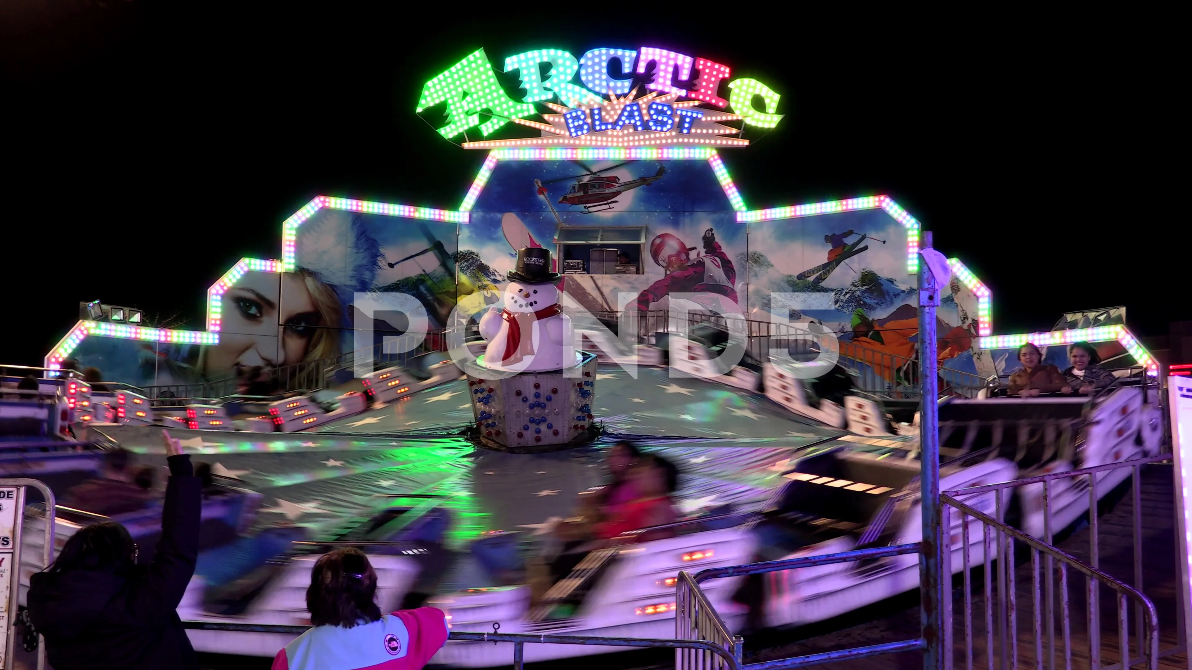 4K Carnival Fiesta rollercoaster ride Arctic Blast spinning