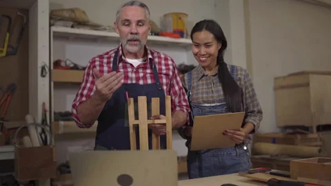 4K Carpenter couples are talking to customers online or over the phone. The.. Stock Footage 235583998