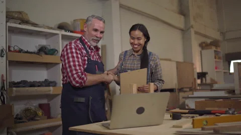 4K Carpenter couples are talking to customers online or over the phone. The.. Stock Footage 235584128