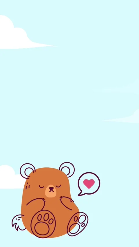 4K cartoon animation of a cute bear character with soft motion Video stock 307378183
