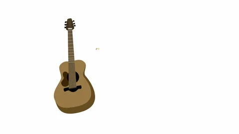 4k cartoon of comic guitar isolated on white background. Stock-Footage 137610609