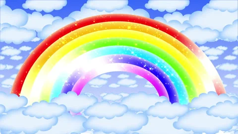 4k Cartoon Rainbow in Clouds 库存影片 171118049
