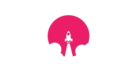 4K Cartoon Rocket - Pink Circle Animation |Loopable Stock Footage 109575326