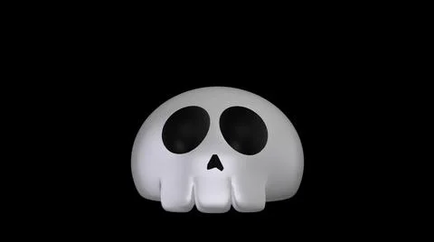 4k Cartoon skull. 3d halloween image of death's-head moving on alpha channel  Stock Illustration
