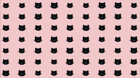 4k cat head animated background pattern. Stock Footage 150901877