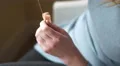 4k caucasian hands sewing peach coloured felt 4k or 4k+ Resolution